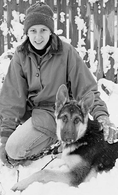 Oakes in the snow at 5 months