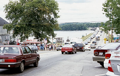 Traffic in front of Red’s Eats.